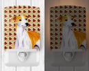 Whippet Fall Leaves Portrait Ceramic Night Light Compact, UL-Certified, Ideal for Bedroom, Bathroom, Nursery, Hallway, Kitchen, 6x4x3, Multicolor