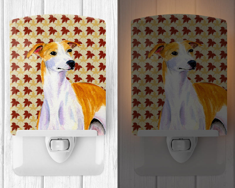 Whippet Fall Leaves Portrait Ceramic Night Light LH9103CNL