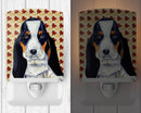 Basset Hound Fall Leaves Portrait Ceramic Night Light Compact, UL-Certified, Ideal for Bedroom, Bathroom, Nursery, Hallway, Kitchen, 6x4x3, Multicolor