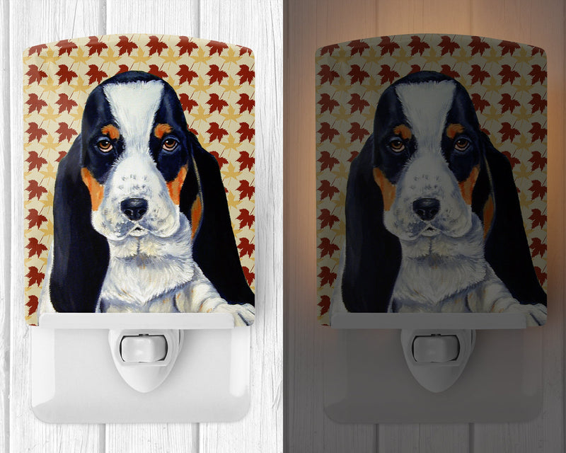 Basset Hound Fall Leaves Portrait Ceramic Night Light LH9104CNL