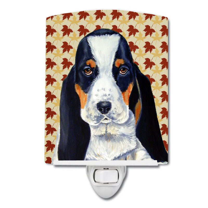 Basset Hound Fall Leaves Portrait Ceramic Night Light LH9104CNL