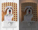 Bearded Collie Fall Leaves Portrait Ceramic Night Light Compact, UL-Certified, Ideal for Bedroom, Bathroom, Nursery, Hallway, Kitchen, 6x4x3, Multicolor