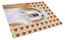 Bearded Collie Fall Leaves Portrait Cutting Board Tempered Glass Kitchen Cutting Surface, Heat Resistant Chopping, Non-Slip Feet, Food Prep & Serving