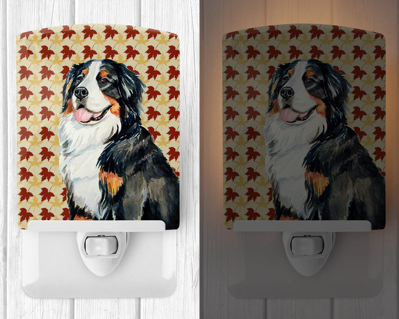 Bernese Mountain Dog Fall Leaves Portrait Ceramic Night Light LH9109CNL