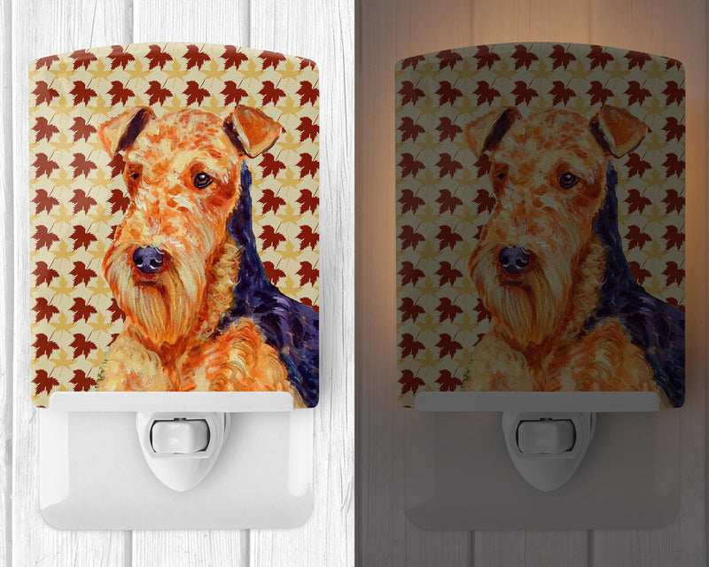 Airedale Fall Leaves Portrait Ceramic Night Light LH9111CNL