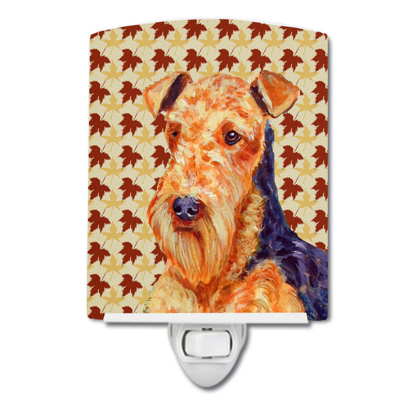 Airedale Fall Leaves Portrait Ceramic Night Light LH9111CNL