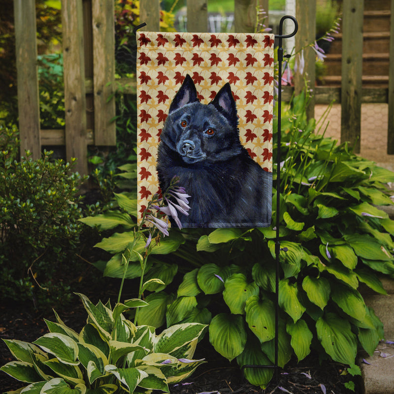 Schipperke Fall Leaves Portrait Flag Garden Size