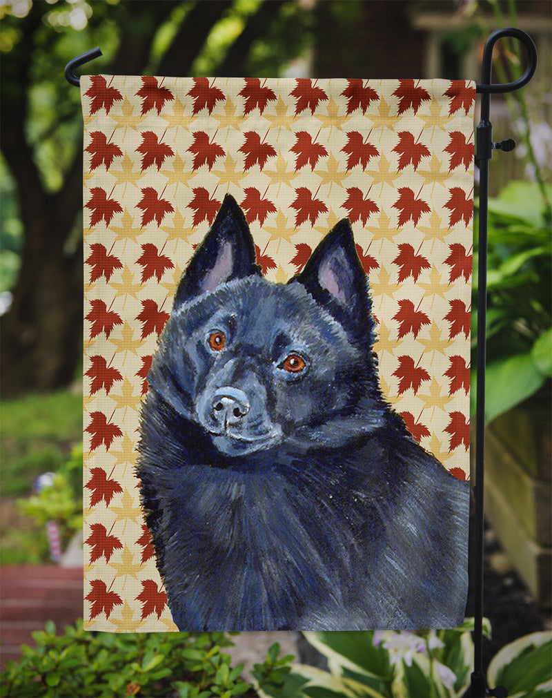 Schipperke Fall Leaves Portrait Flag Garden Size