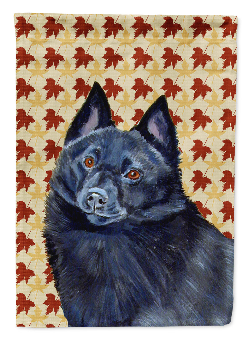 Schipperke Fall Leaves Portrait Flag Garden Size