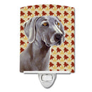 Weimaraner Fall Leaves Portrait Ceramic Night Light Compact, UL-Certified, Ideal for Bedroom, Bathroom, Nursery, Hallway, Kitchen, 6x4x3, Multicolor