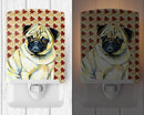 Pug Fall Leaves Portrait Ceramic Night Light Compact, UL-Certified, Ideal for Bedroom, Bathroom, Nursery, Hallway, Kitchen, 6x4x3, Multicolor