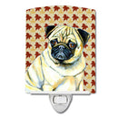 Pug Fall Leaves Portrait Ceramic Night Light Compact, UL-Certified, Ideal for Bedroom, Bathroom, Nursery, Hallway, Kitchen, 6x4x3, Multicolor