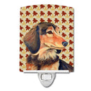 Dachshund Fall Leaves Portrait Ceramic Night Light Compact, UL-Certified, Ideal for Bedroom, Bathroom, Nursery, Hallway, Kitchen, 6x4x3, Multicolor