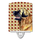 Leonberger Fall Leaves Portrait Ceramic Night Light Compact, UL-Certified, Ideal for Bedroom, Bathroom, Nursery, Hallway, Kitchen, 6x4x3, Multicolor