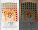 Pomeranian Fall Leaves Portrait Ceramic Night Light Compact, UL-Certified, Ideal for Bedroom, Bathroom, Nursery, Hallway, Kitchen, 6x4x3, Multicolor