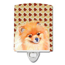 Pomeranian Fall Leaves Portrait Ceramic Night Light Compact, UL-Certified, Ideal for Bedroom, Bathroom, Nursery, Hallway, Kitchen, 6x4x3, Multicolor