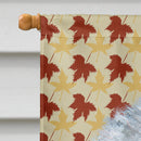 Old English Sheepdog Fall Leaves Portrait House Flag 28x40 Porch Sleeve Pole Decorative Outside Yard Banner Artwork Wall Hanging, Polyester