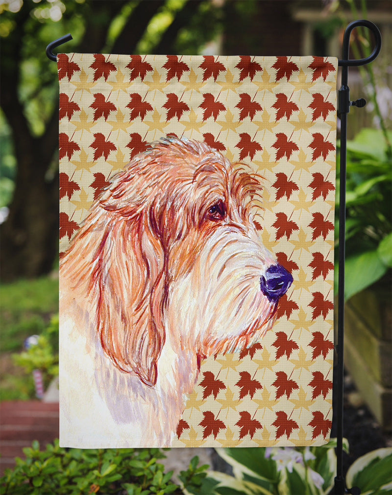 Petit Basset Griffon Vendeen Fall Leaves Portrait Flag Garden Size