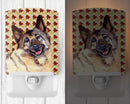 Norwegian Elkhound Fall Leaves Portrait Ceramic Night Light Compact, UL-Certified, Ideal for Bedroom, Bathroom, Nursery, Hallway, Kitchen, 6x4x3, Multicolor