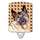 Norwegian Elkhound Fall Leaves Portrait Ceramic Night Light Compact, UL-Certified, Ideal for Bedroom, Bathroom, Nursery, Hallway, Kitchen, 6x4x3, Multicolor
