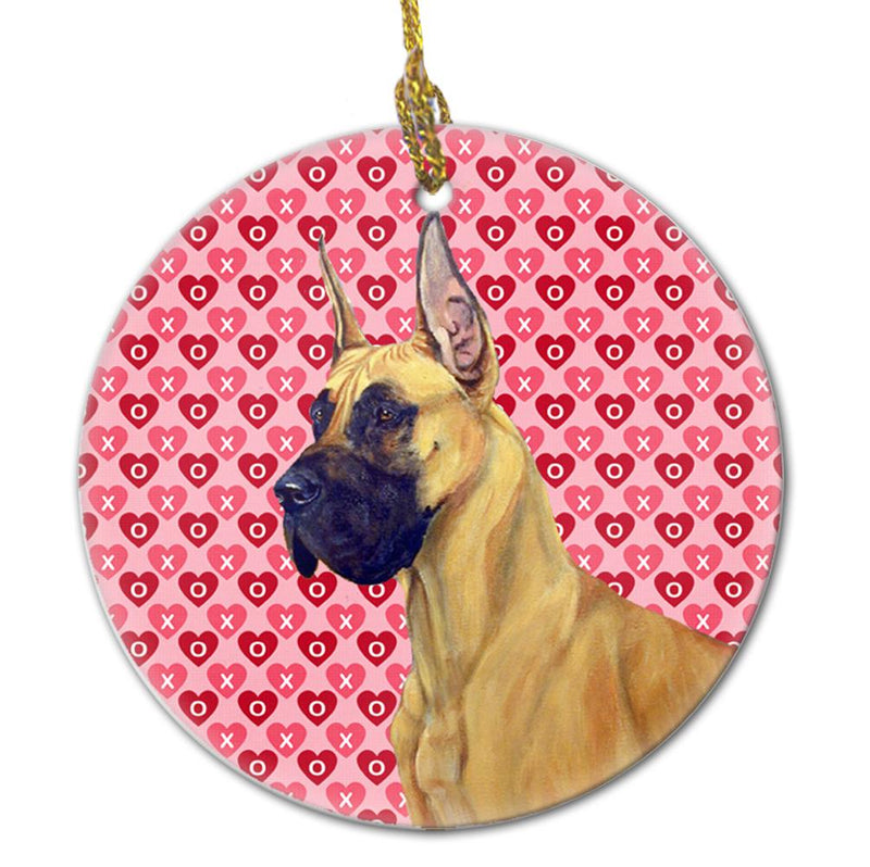 Great Dane Valentine's Love and Hearts Ceramic Ornament