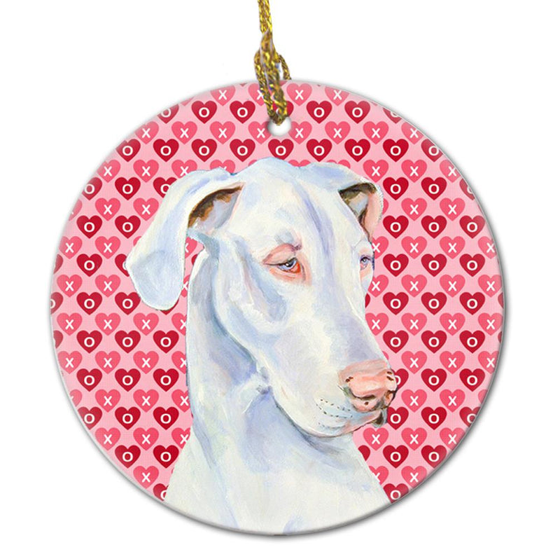 Great Dane Valentine's Love and Hearts Ceramic Ornament