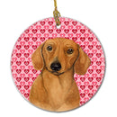 Dachshund Valentine's Love and Hearts Ceramic Ornament