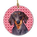 Dachshund Valentine's Love and Hearts Ceramic Ornament