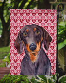 Dachshund Hearts Love and Valentine's Day Portrait Garden Flag – Decorative Outdoor Yard Flag