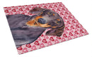 Dachshund Hearts Love and Valentine's Day Portrait Glass Cutting Boards – Durable, Decorative Kitchen Art Large