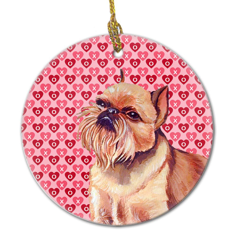 Brussels Griffon Valentine's Love and Hearts Ceramic Ornament