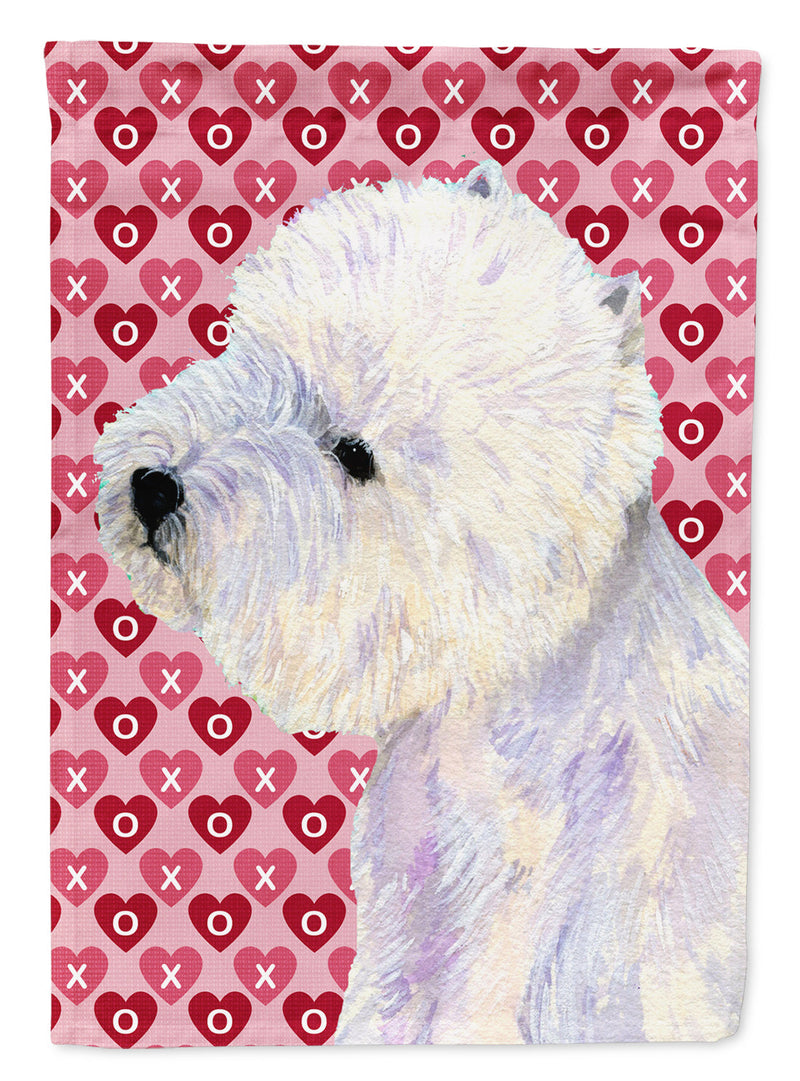 Westie Hearts Love and Valentine's Day Portrait Flag Canvas House Size