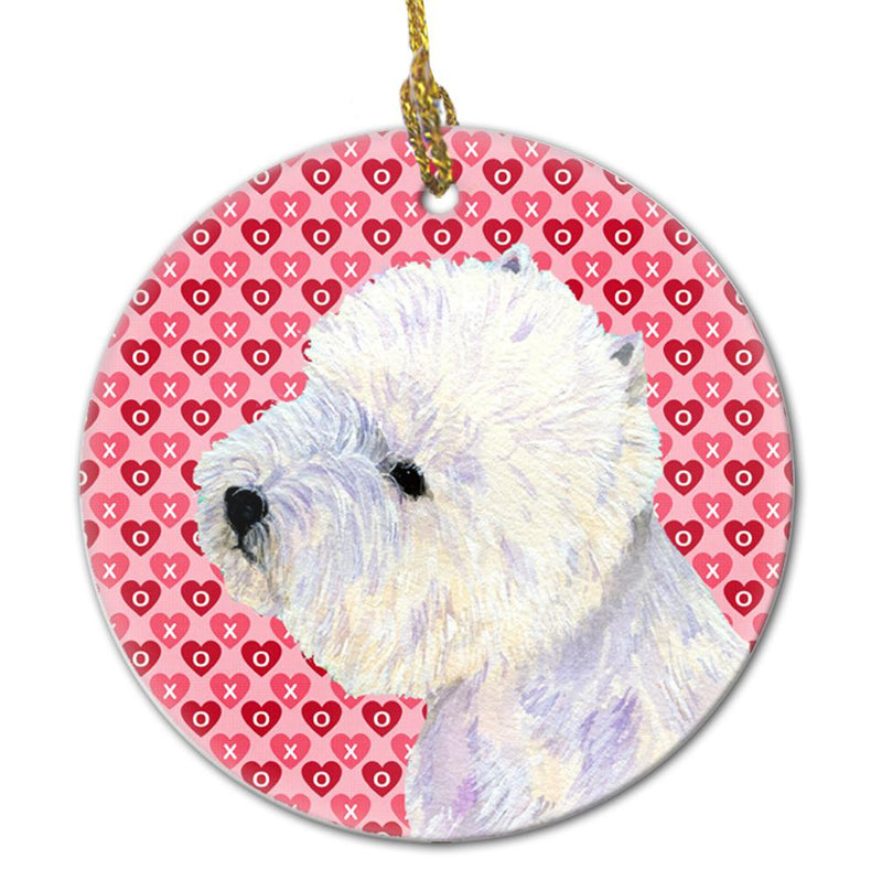 Westie Valentine's Love and Hearts Ceramic Ornament