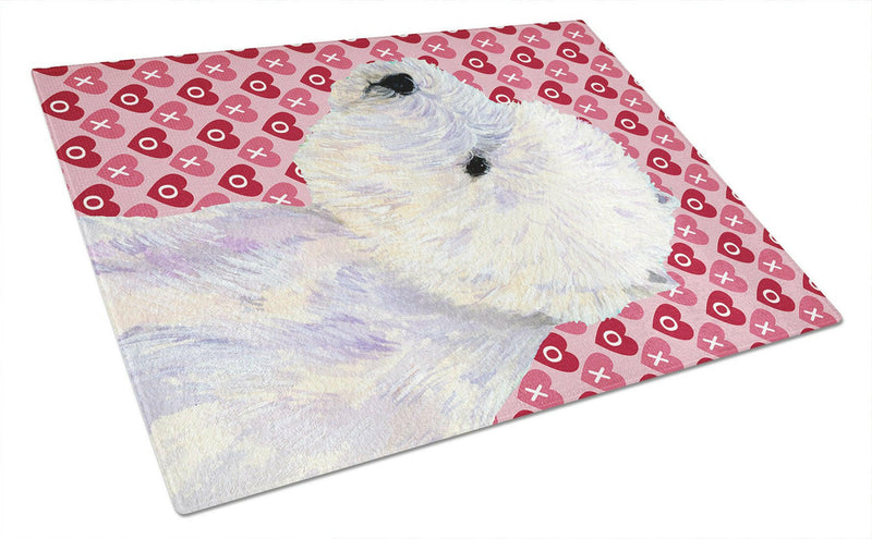 Westie Hearts Love Valentine's Day Glass Cutting Board Large