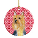 Silky Terrier Valentine's Love and Hearts Ceramic Ornament