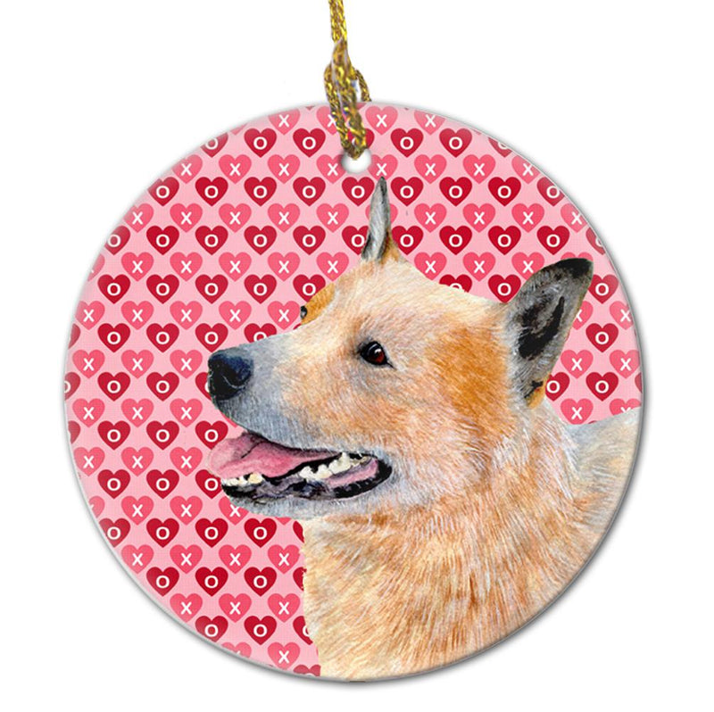 Australian Cattle Dog Valentine's Love and Hearts Ceramic Ornament