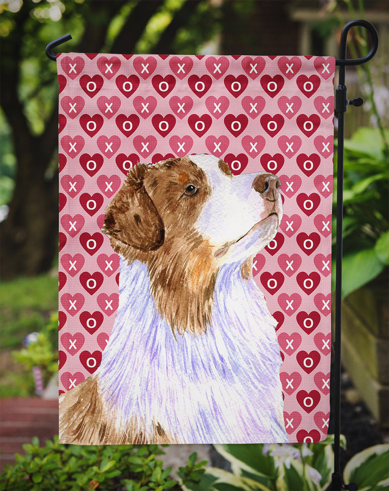 Australian Shepherd Hearts Love Valentine's Day Flag Garden Size