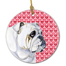 Bulldog English Valentine's Love and Hearts Ceramic Ornament