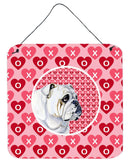 Bulldog English Valentine's Love and Hearts Wall or Door Hanging Prints
