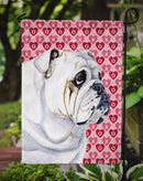 Bulldog English Hearts Love Valentine's Day Garden Flag – Decorative Outdoor Yard Flag