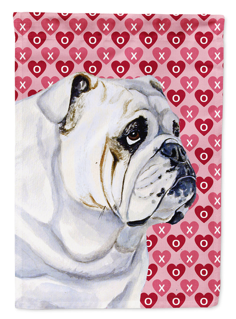 Bulldog English Hearts Love Valentine's Day Garden Flag – Decorative Outdoor Yard Flag