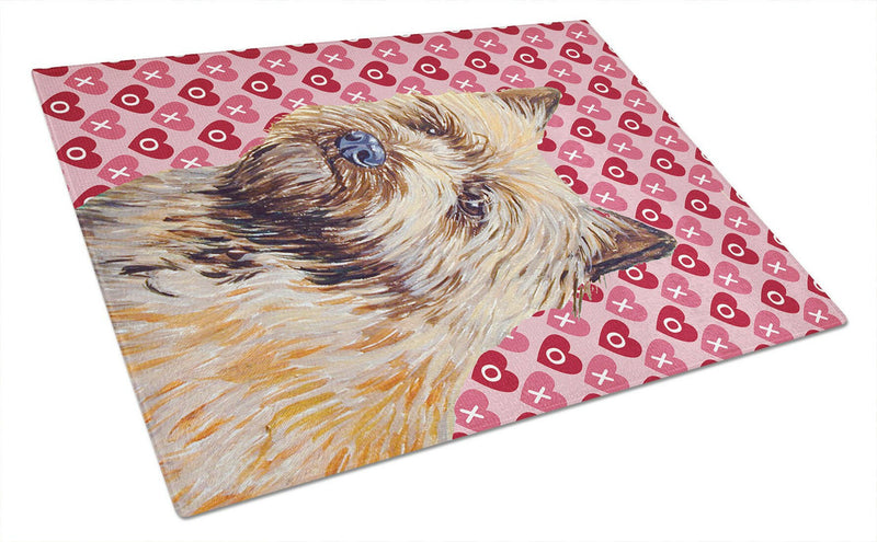 Cairn Terrier Hearts Love and Valentine's Day Glass Cutting Boards – Durable, Decorative Kitchen Art Large