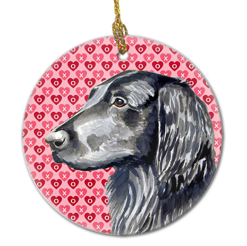 Flat Coated Retriever Valentine's Love and Hearts Ceramic Ornament