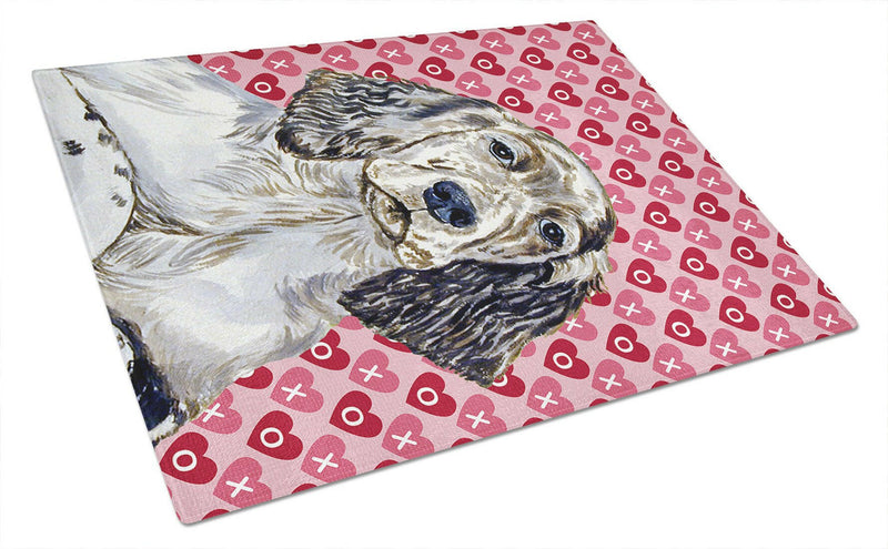 English Setter Hearts Love and Valentine's Day Glass Cutting Board Large