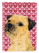 Border Terrier Hearts Love and Valentine's Day Portrait Garden Flag – Decorative Outdoor Yard Flag