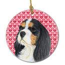 Cavalier Spaniel Valentine's Love and Hearts Ceramic Ornament
