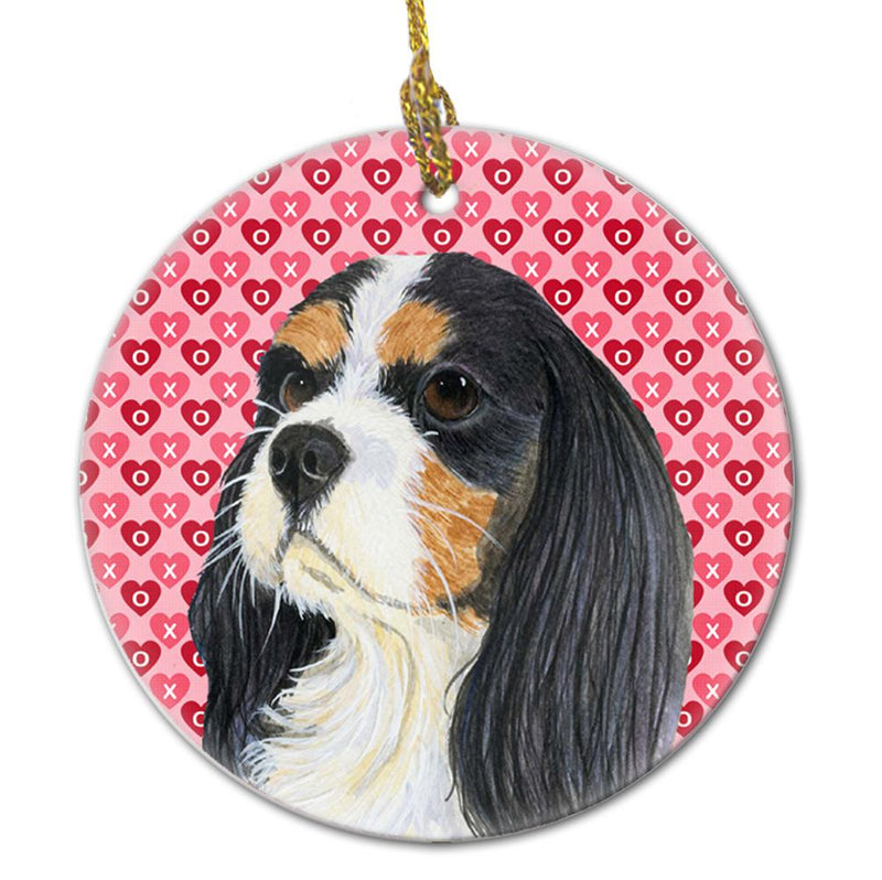 Cavalier Spaniel Valentine's Love and Hearts Ceramic Ornament