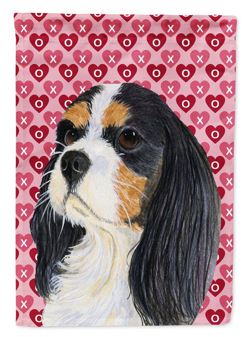 Cavalier Spaniel Hearts Love and Valentine's Day Portrait Garden Flag – Decorative Outdoor Yard Flag