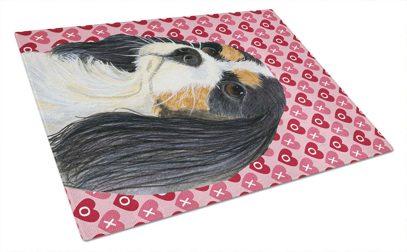 Cavalier Spaniel Hearts Love and Valentine's Day Glass Cutting Boards – Durable, Decorative Kitchen Art Large