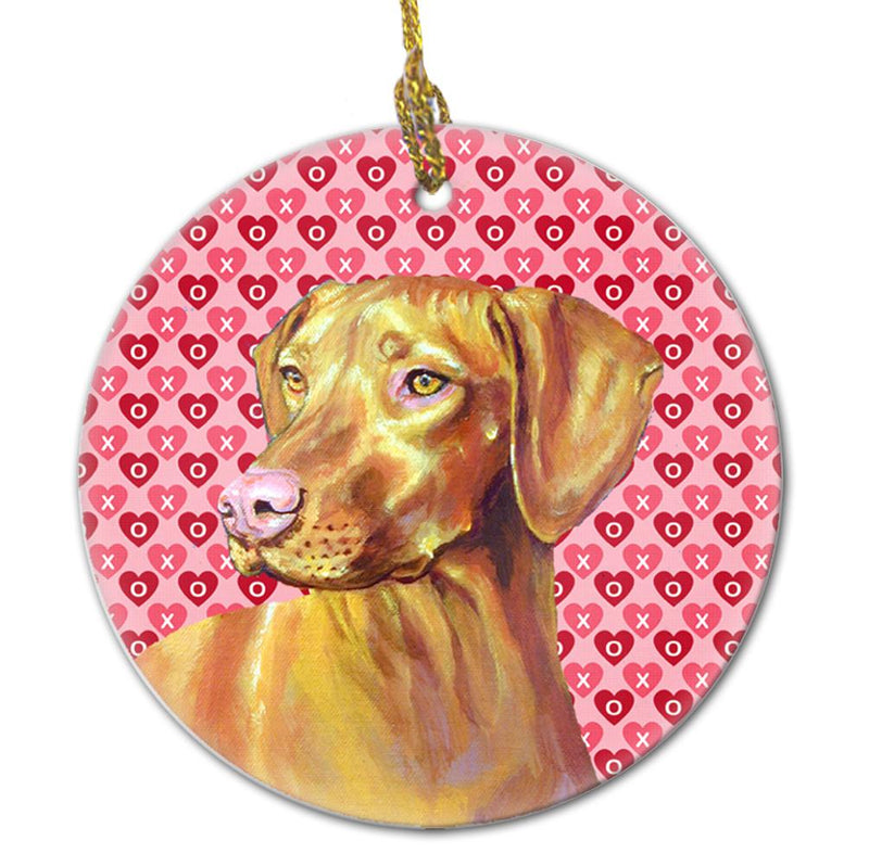 Vizsla Valentine's Love and Hearts Ceramic Ornament